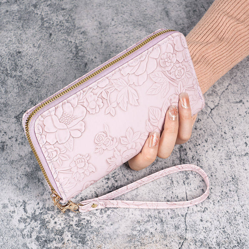 Portefeuille à main zippé à motif floral — 7 coloris