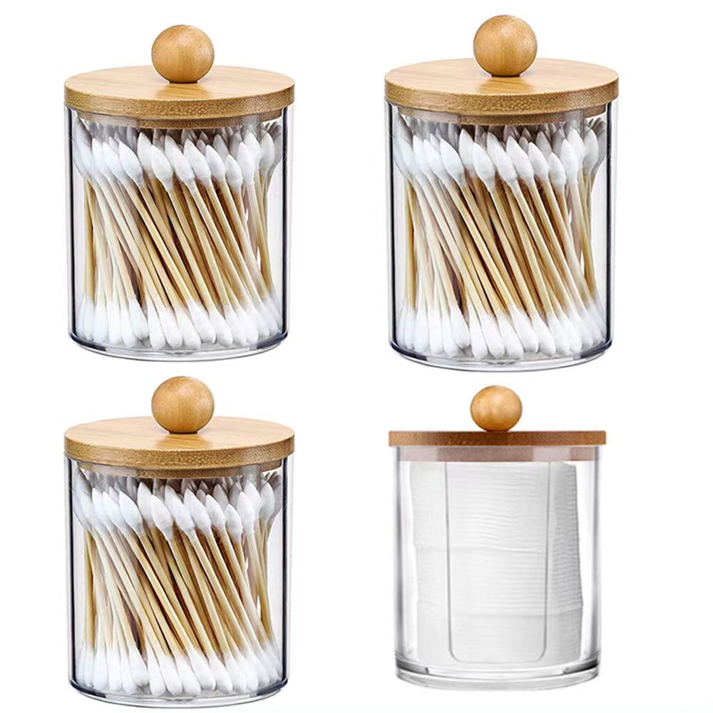 Boîte de Rangement Cotons-Tiges — Couvercle Bambou | 5 Modèles