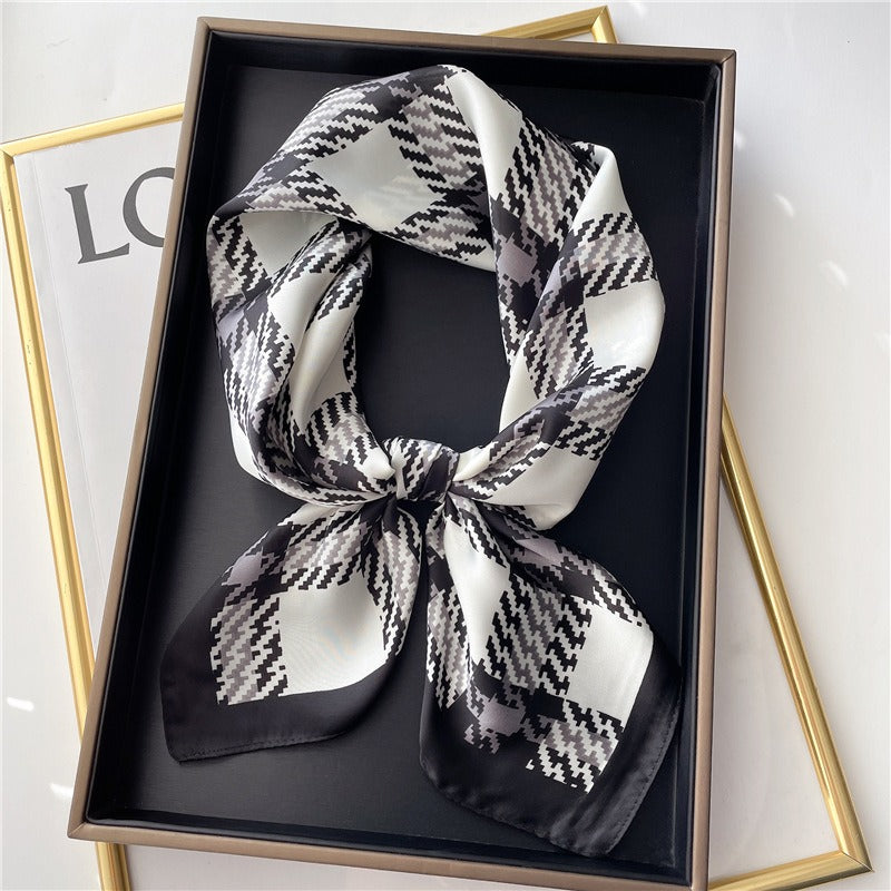 Square Plaid Scarf — Polyester, Professional Style, 70x70cm, Women's | 2 Colors