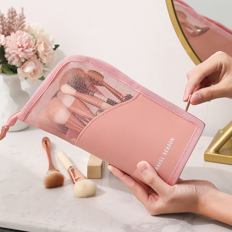 Trousse de Maquillage Debout Transparente — Porte-Pinceaux & Organisateur Voyage | 2 Coloris
