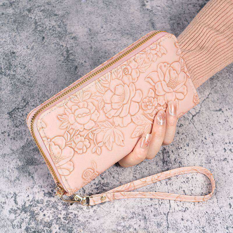 Portefeuille à main zippé à motif floral — 7 coloris