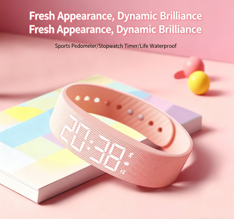 Montre Digitale Sport Femme — Podomètre, Alarme Vibrante, 4 Coloris