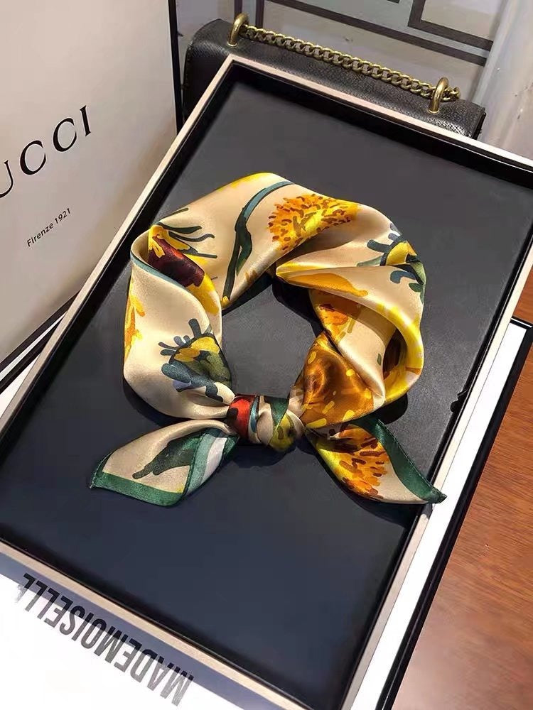 Natural Silk Square Scarf — Headband & Neckwear, Fashion, 53x53cm | 20 Colors