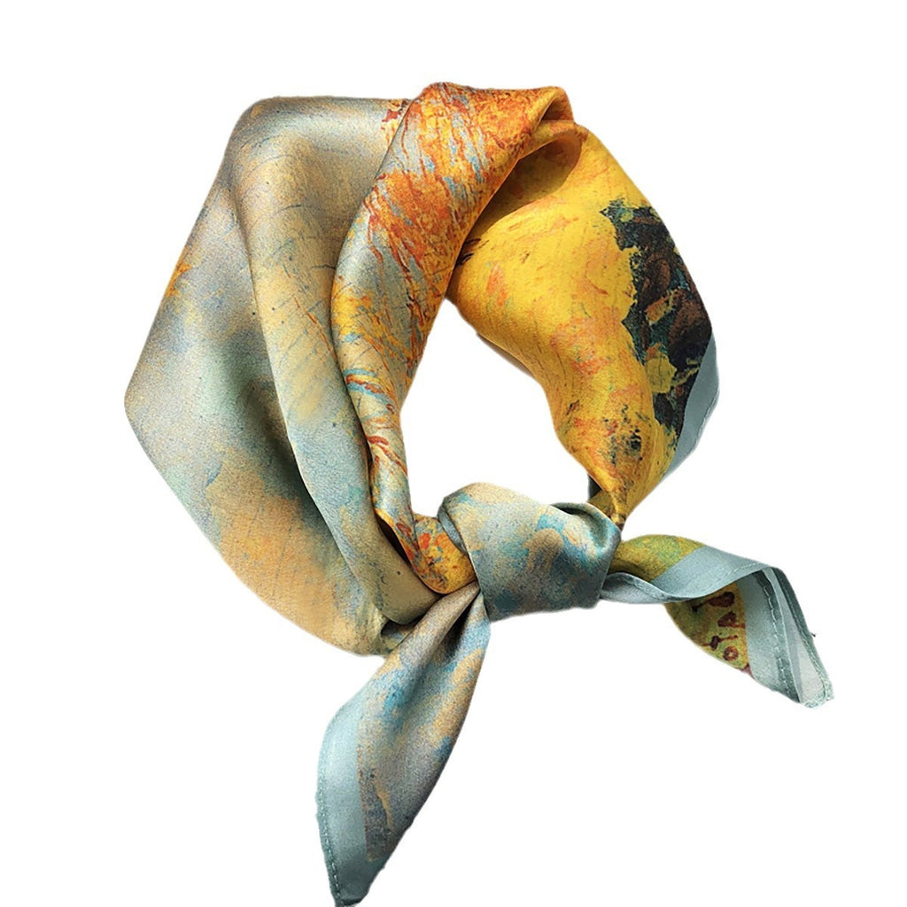 Foulard Carré en Soie Naturelle — Bandeau & Tour de Cou, Fashion, 53x53cm | 20 Coloris