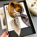 65 × 65 cm square scarf — yellow and coffee tones
