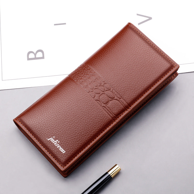 Portefeuille long homme à rabat et fermeture magnétique — 2 Coloris