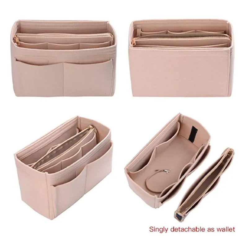 Trousse de Maquillage Multi-Poches en Feutre — Organisateur Cosmétique Femme | 4 Coloris, 3 Tailles