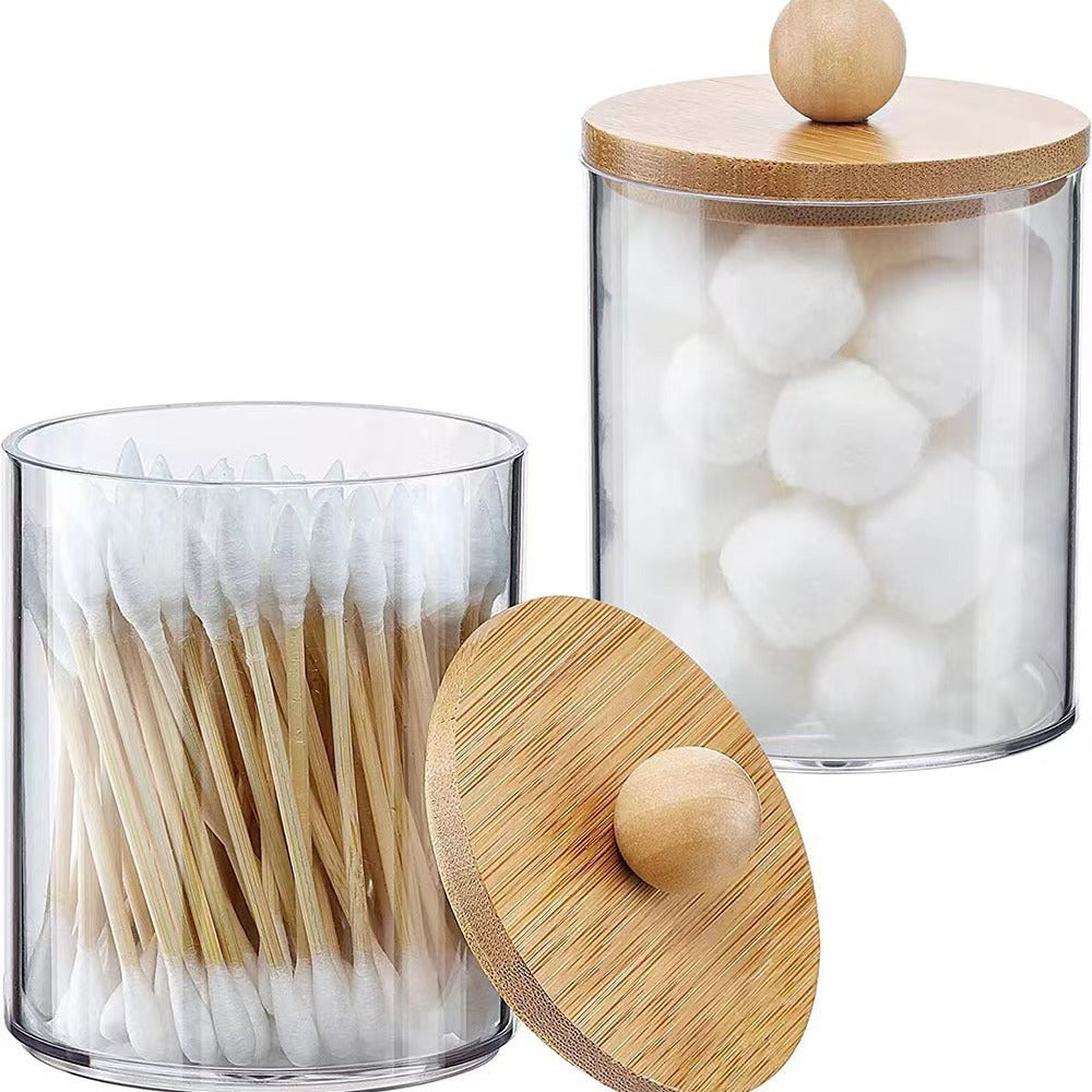 Boîte de Rangement Cotons-Tiges — Couvercle Bambou | 5 Modèles