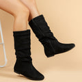 Boots Femme Cuir Plissé — Zip Latéral, Semelle Plate | Pointures 36-43 | 7 Coloris