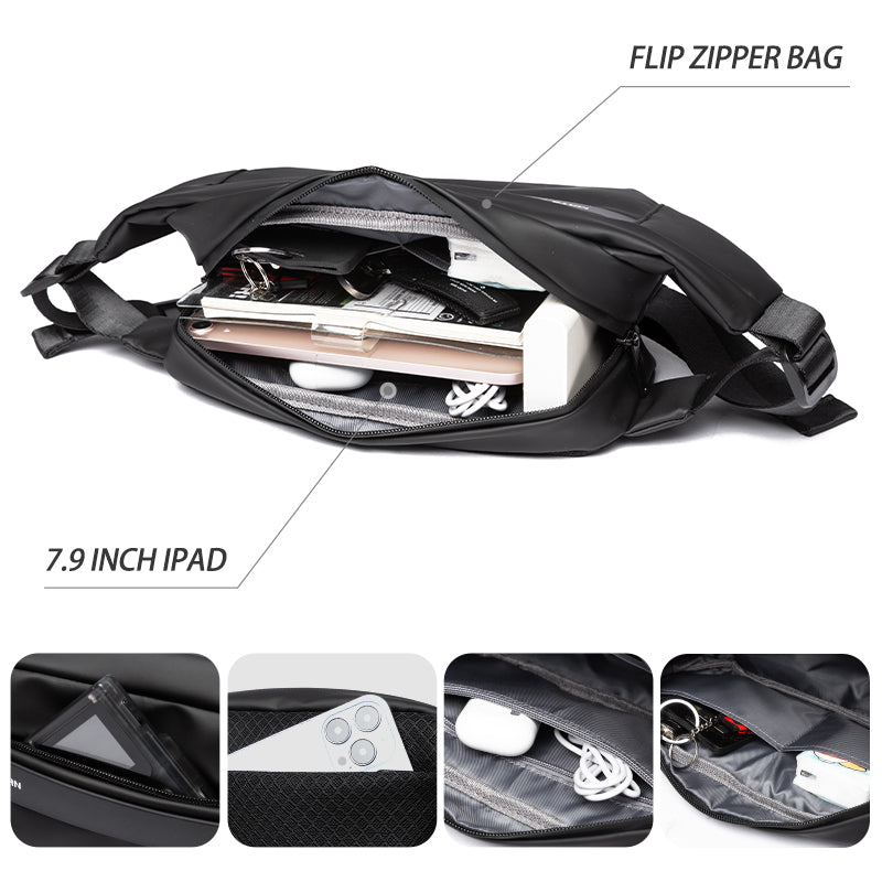 Sac Bandoulière Homme en PVC Noir — 4 Modèles
