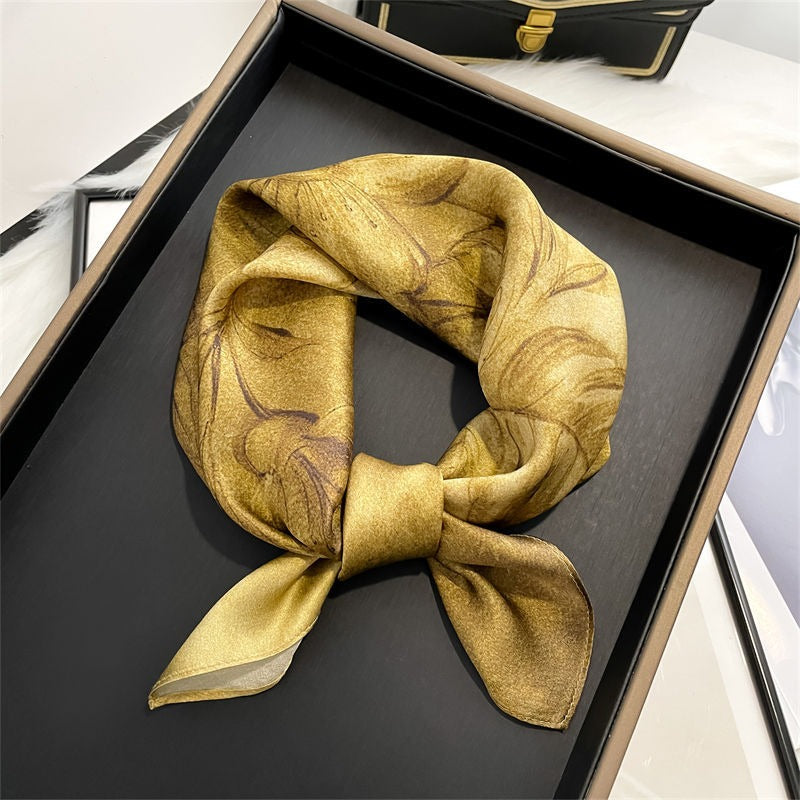 Foulard Carré en Soie Naturelle — Motif Floral, Hangzhou, 53x53cm | 2 Coloris