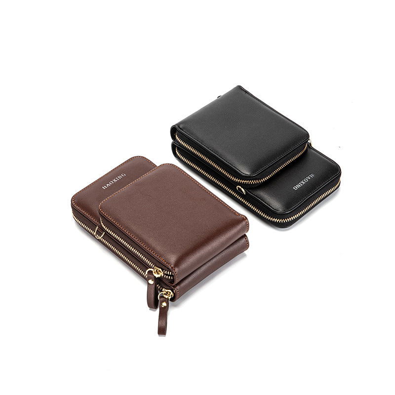 Men's Vertical Faux Leather Crossbody Bag — Black or Coffee