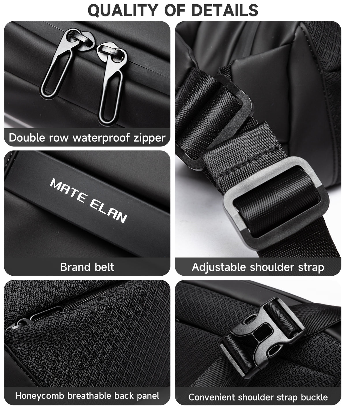 Sac Bandoulière Homme en PVC Noir — 4 Modèles