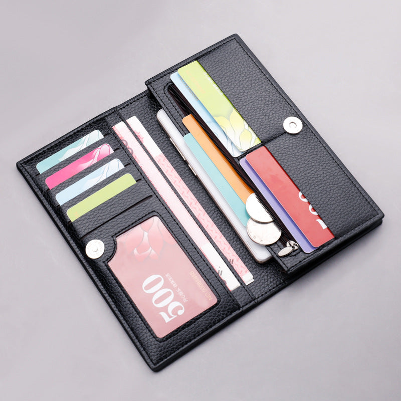 Portefeuille long homme à rabat et fermeture magnétique — 2 Coloris