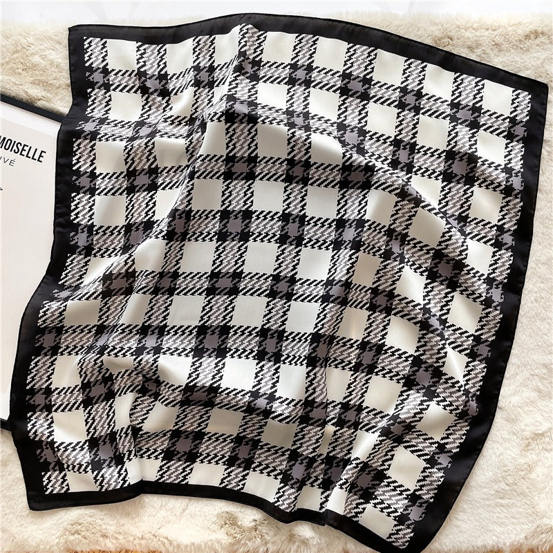 Square Plaid Scarf — Polyester, Professional Style, 70x70cm, Women's | 2 Colors