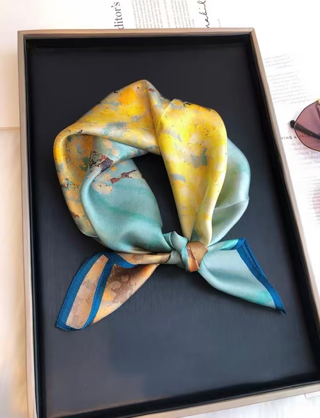 Natural Silk Square Scarf — Headband & Neckwear, Fashion, 53x53cm | 20 Colors