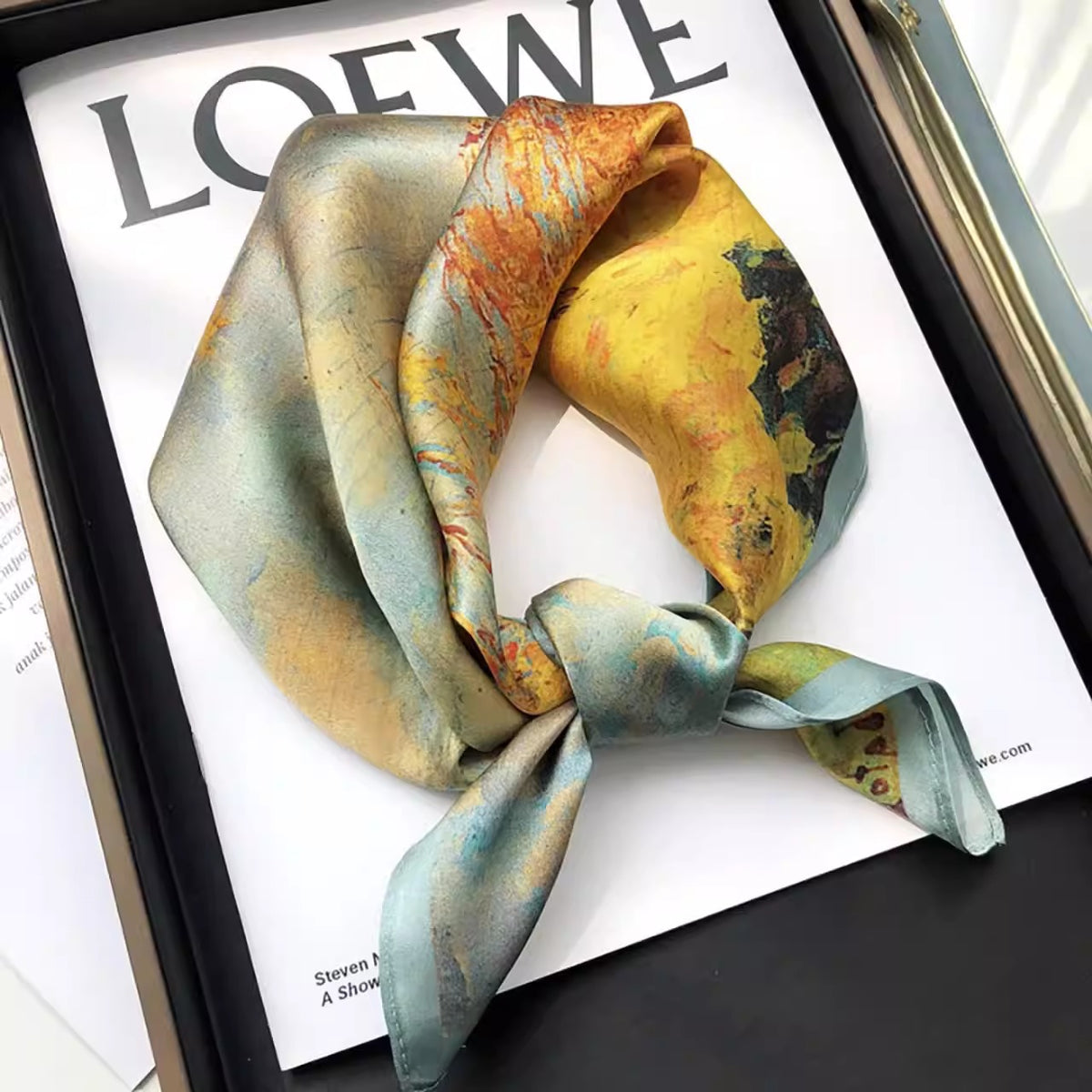 Foulard Carré en Soie Naturelle — Bandeau & Tour de Cou, Fashion, 53x53cm | 20 Coloris