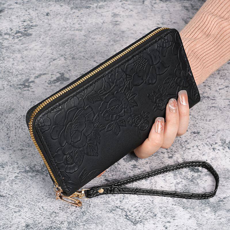 Portefeuille à main zippé à motif floral — 7 coloris