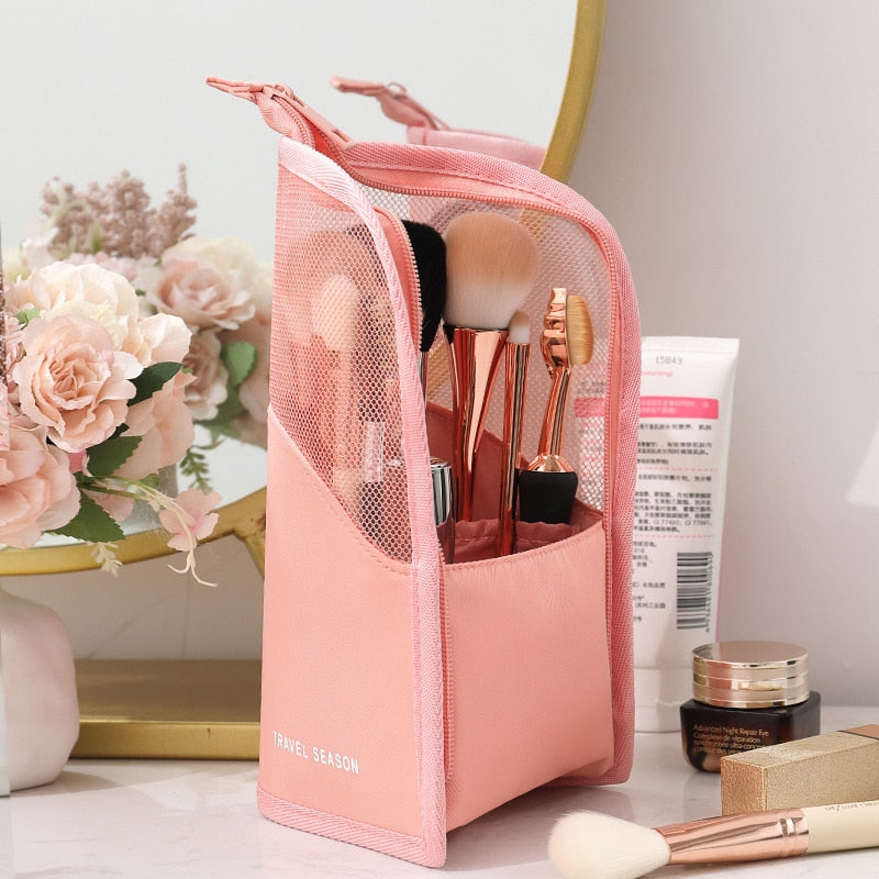 Trousse de Maquillage Debout Transparente — Porte-Pinceaux & Organisateur Voyage | 2 Coloris