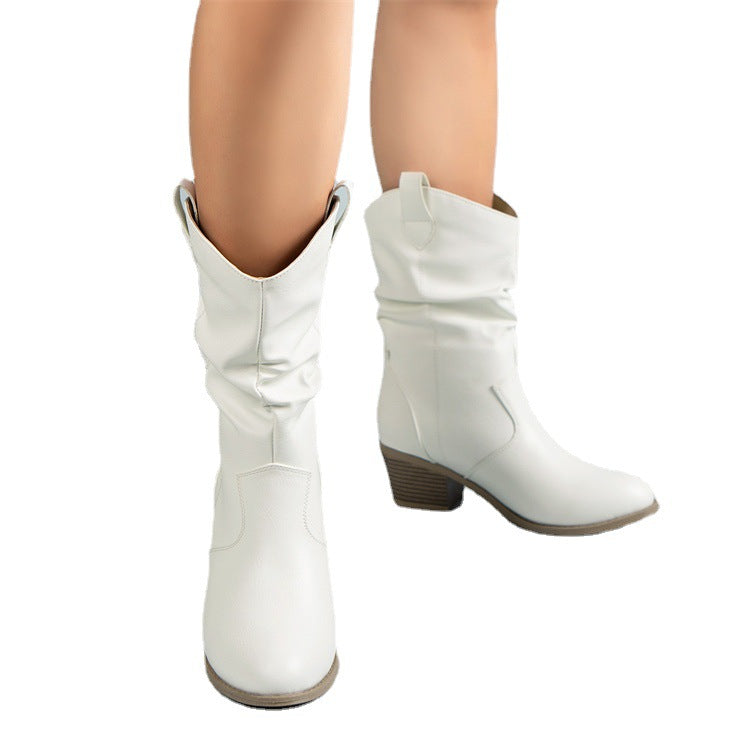 Boots Femme Western Cowboy à Talon — Bout Rond | Pointures 36-42 | 4 Coloris
