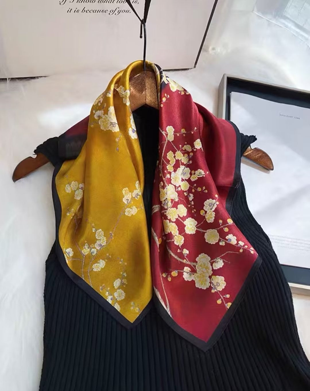 Natural Silk Square Scarf — Headband & Neckwear, Fashion, 53x53cm | 20 Colors