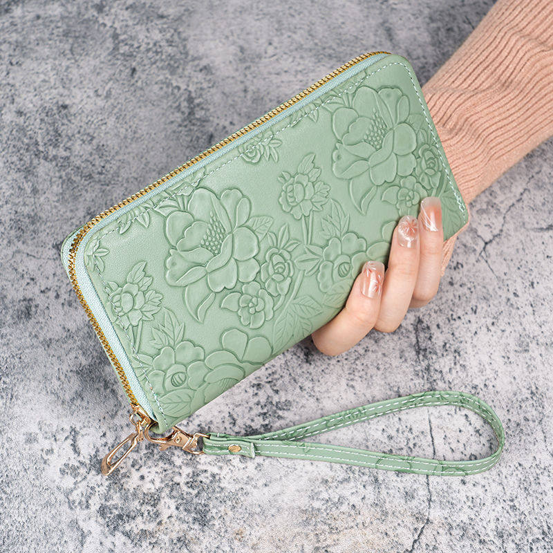 Portefeuille à main zippé à motif floral — 7 coloris