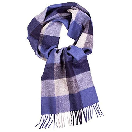 Blue Alpaca Plaid Scarf