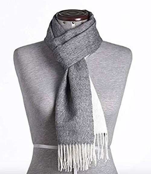 Grey and White Reversible Alpaca Scarf