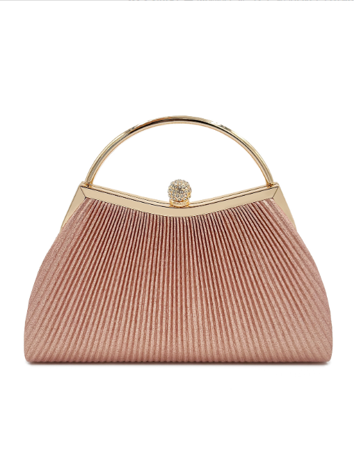 Petit Sac de Soirée Rose à Fermoir Décoratif