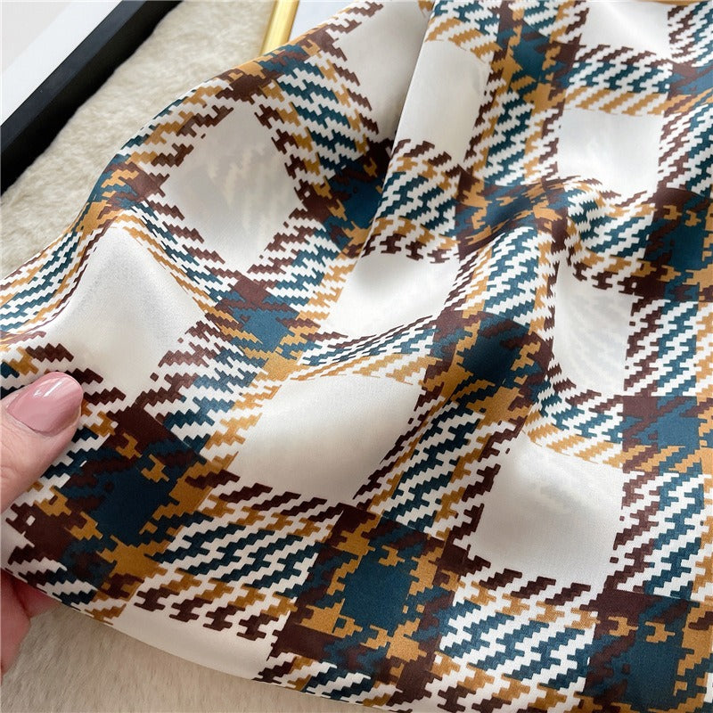 Square Plaid Scarf — Polyester, Professional Style, 70x70cm, Women's | 2 Colors