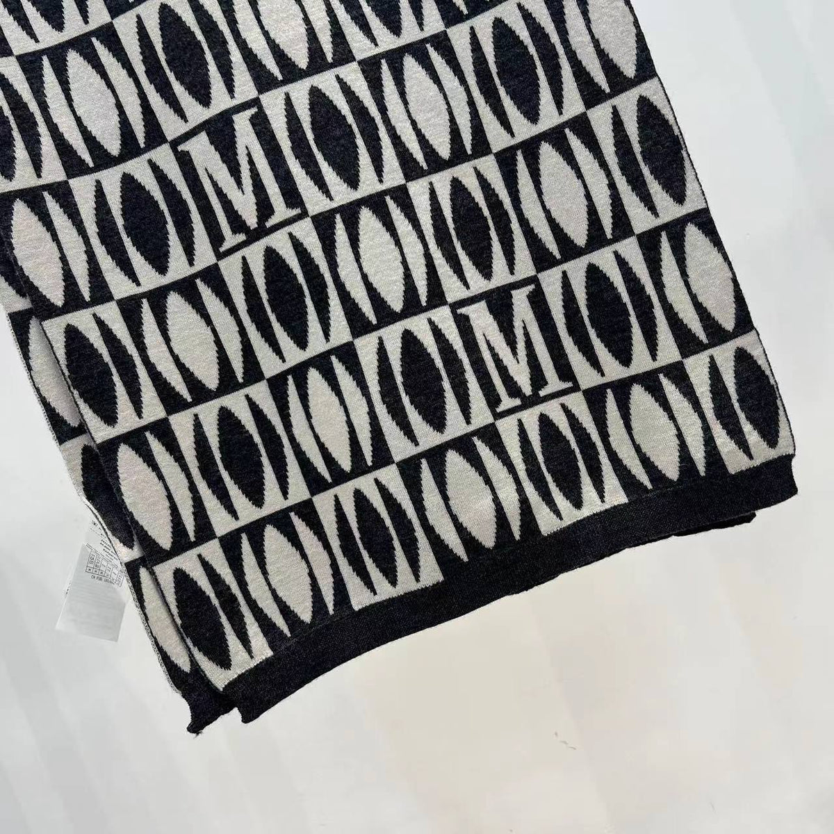 Écharpe Jacquard Géométrique — Cachemire & Laine, Double Face