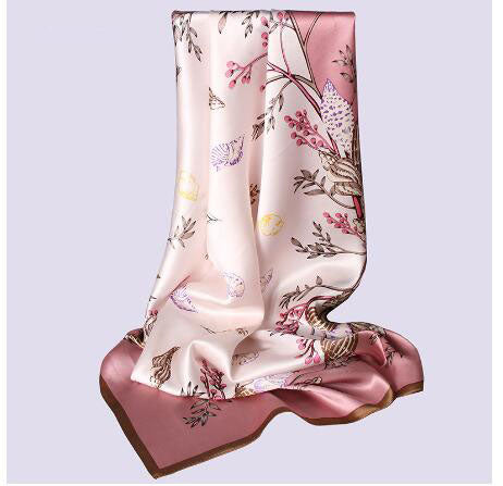 Natural Silk Square Scarf — European Style, All Seasons, Women's | 8 Colors