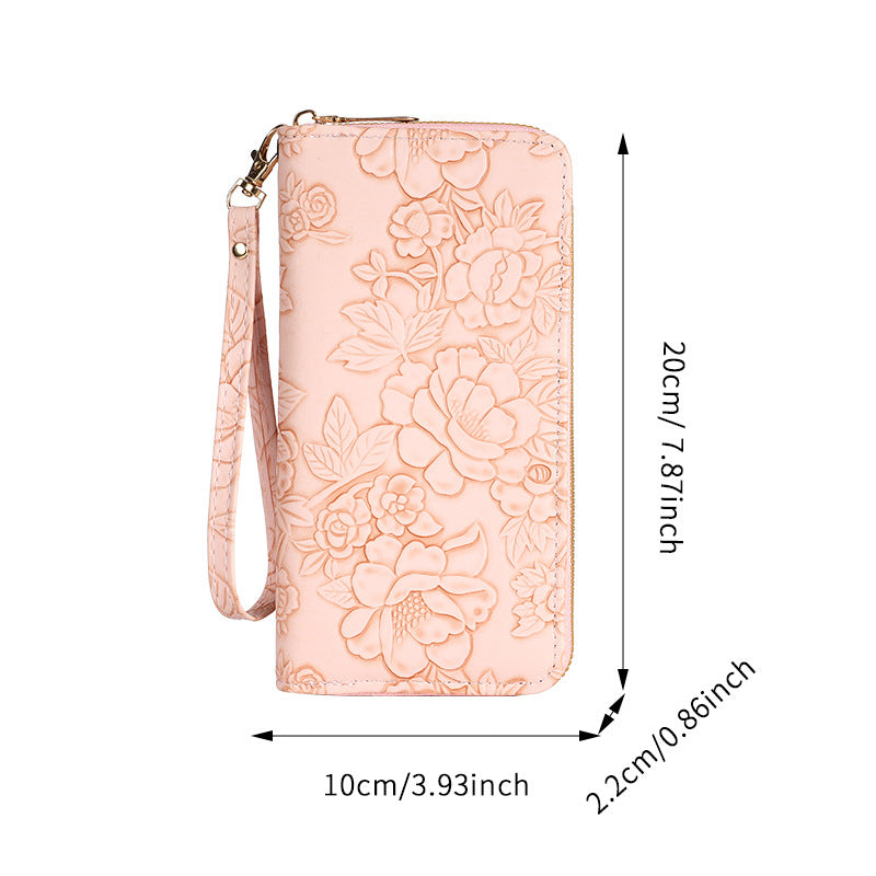 Portefeuille à main zippé à motif floral — 7 coloris