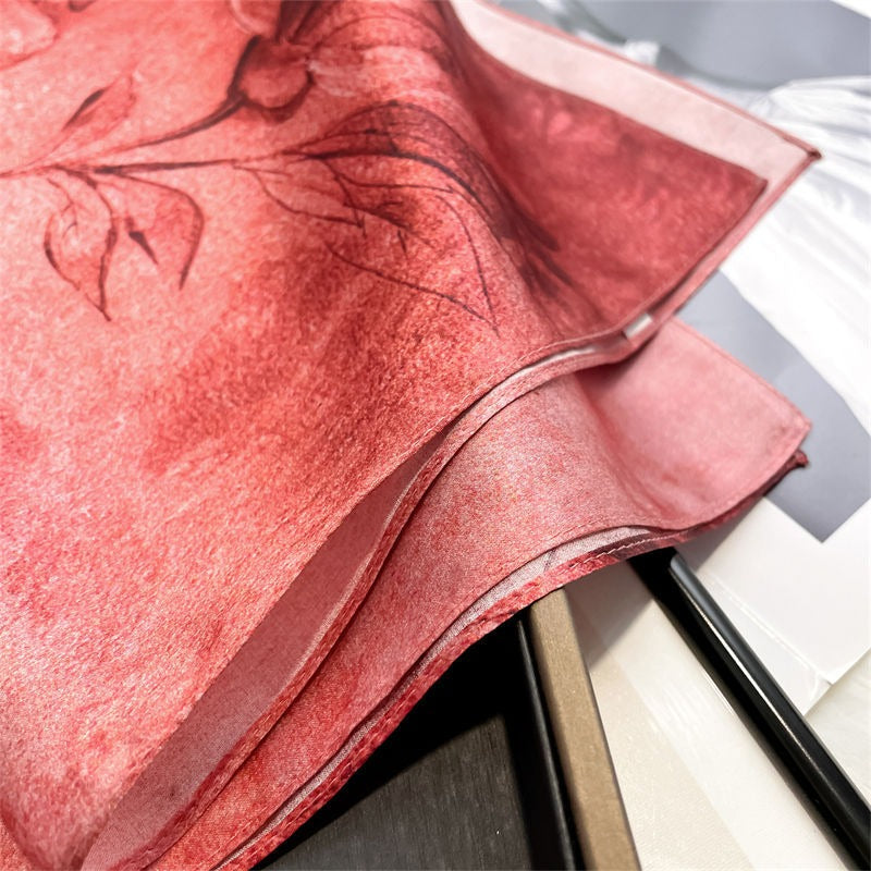Foulard Carré en Soie Naturelle — Motif Floral, Hangzhou, 53x53cm | 2 Coloris