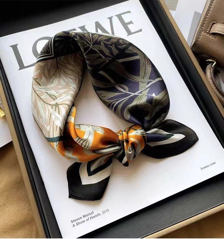 Foulard Carré en Soie Naturelle — Multifonction, Bandeau & Foulard, 53x53cm | 4 Coloris