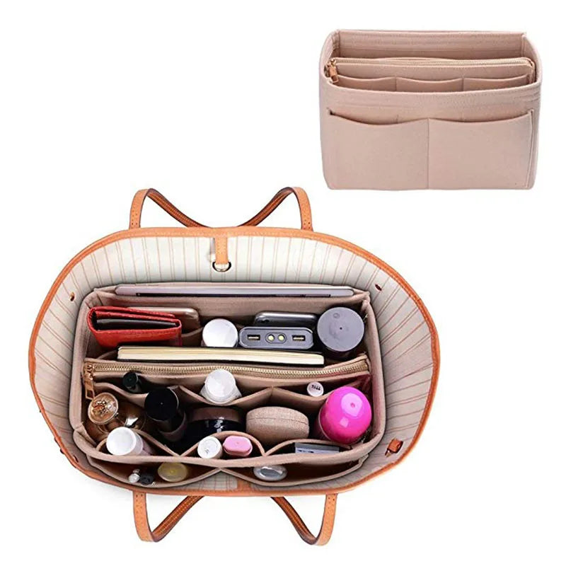 Trousse de Maquillage Multi-Poches en Feutre — Organisateur Cosmétique Femme | 4 Coloris, 3 Tailles