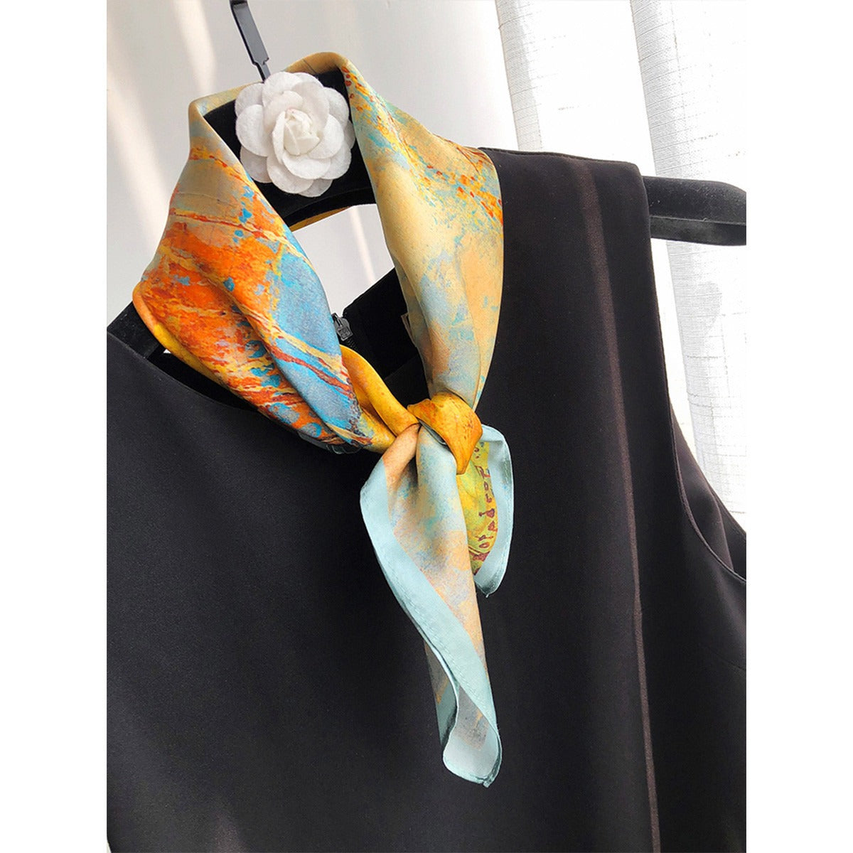 Natural Silk Square Scarf — Headband & Neckwear, Fashion, 53x53cm | 20 Colors