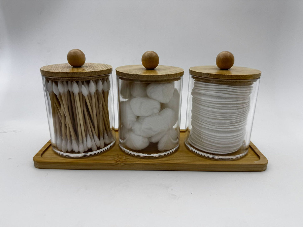 Boîte de Rangement Cotons-Tiges — Couvercle Bambou | 5 Modèles