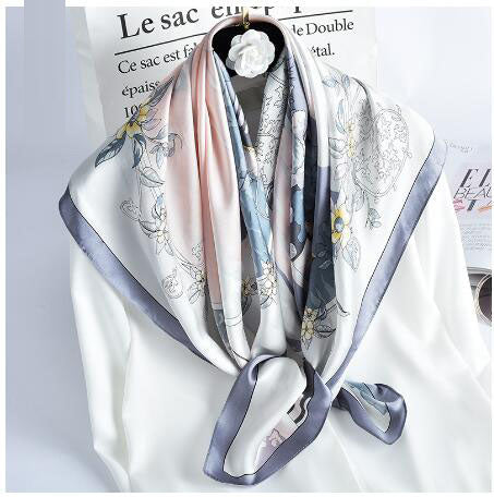 Natural Silk Square Scarf — European Style, All Seasons, Women's | 8 Colors