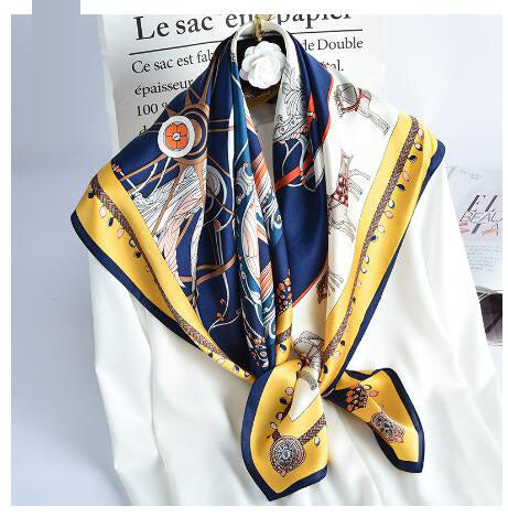Natural Silk Square Scarf — European Style, All Seasons, Women's | 8 Colors