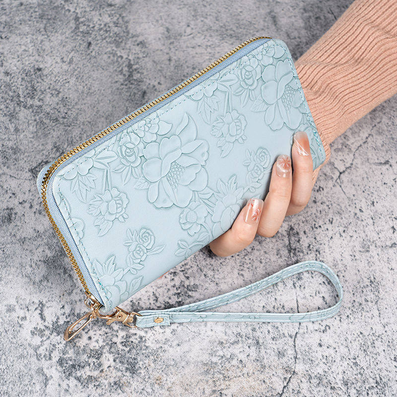 Portefeuille à main zippé à motif floral — 7 coloris