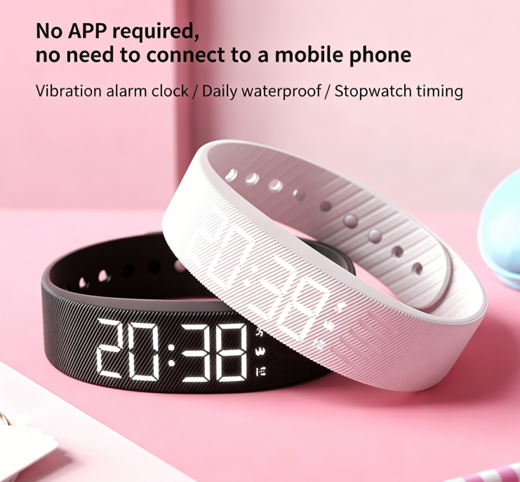 Montre Digitale Sport Femme — Podomètre, Alarme Vibrante, 4 Coloris