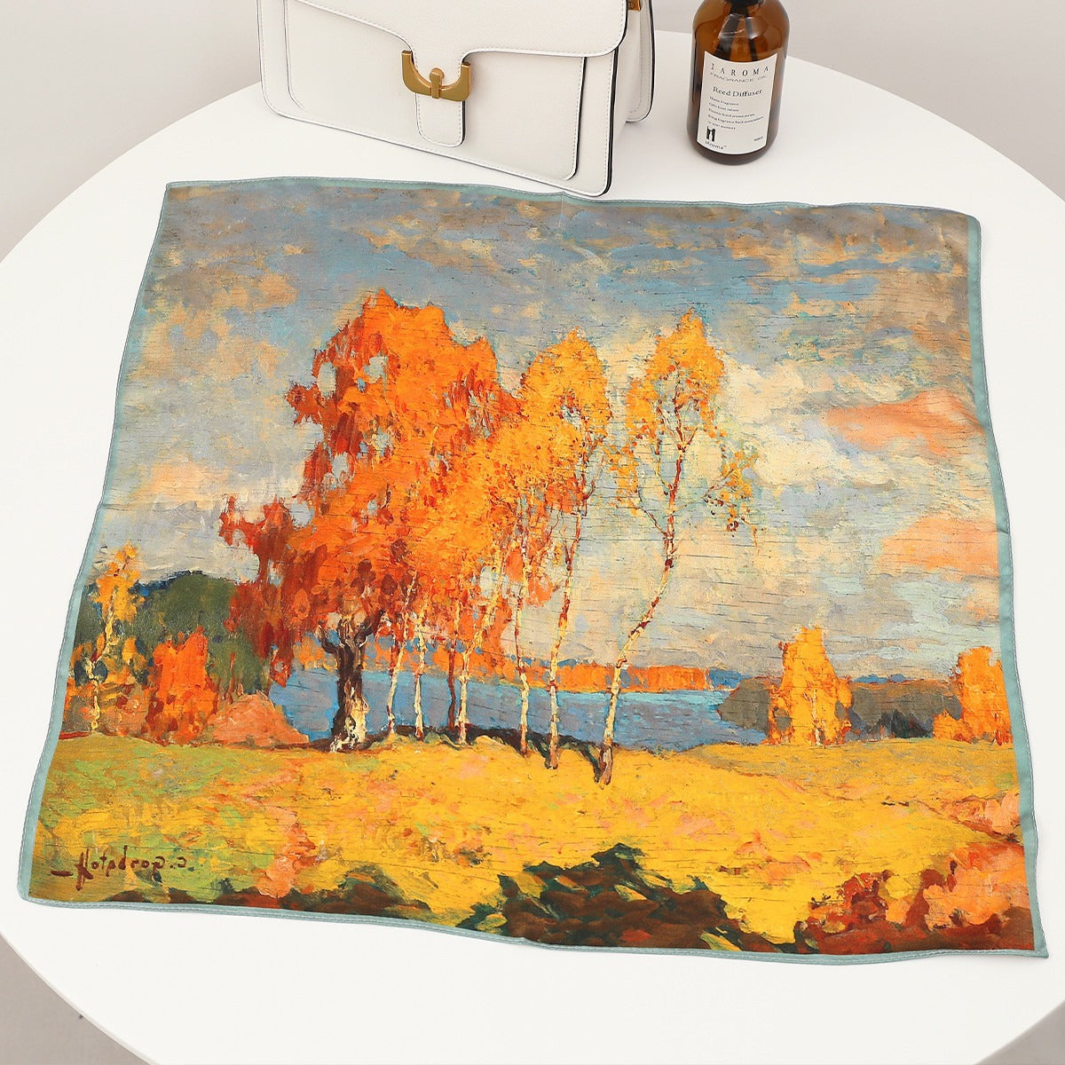 Foulard Carré en Soie Naturelle — Bandeau & Tour de Cou, Fashion, 53x53cm | 20 Coloris