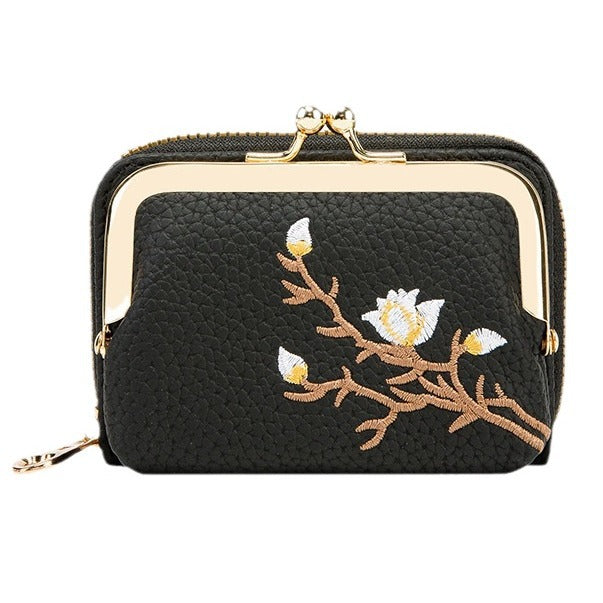 Floral Faux Leather Foldable Card Holder — 3 Colors