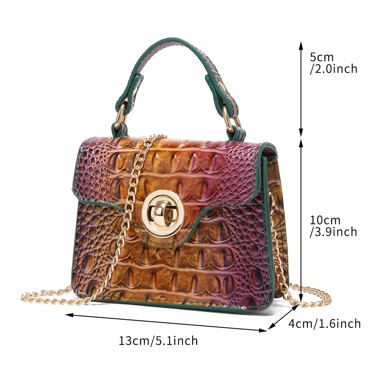 Petit Sac à Main Effet Crocodile — 15 Coloris