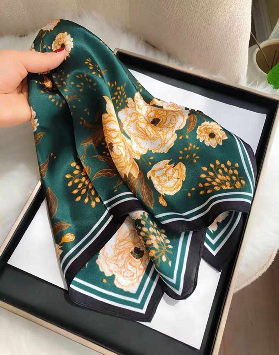Natural Silk Square Scarf — Headband & Neckwear, Fashion, 53x53cm | 20 Colors