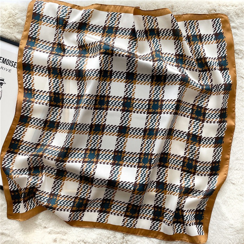 Square Plaid Scarf — Polyester, Professional Style, 70x70cm, Women's | 2 Colors