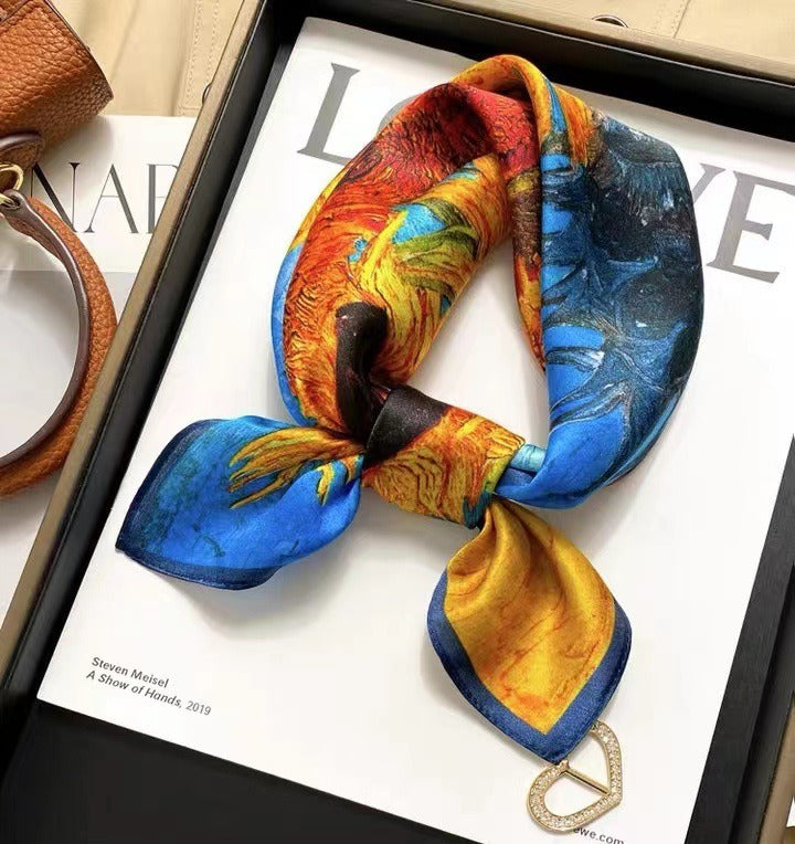 Foulard Carré en Soie Naturelle — Multifonction, Bandeau & Foulard, 53x53cm | 4 Coloris