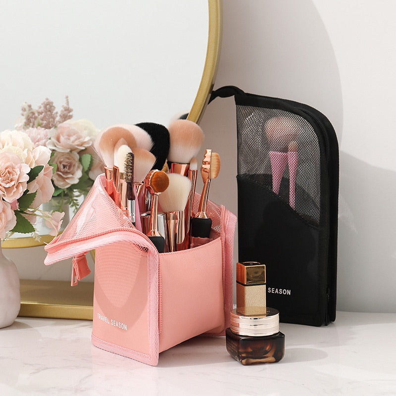 Trousse de Maquillage Debout Transparente — Porte-Pinceaux & Organisateur Voyage | 2 Coloris