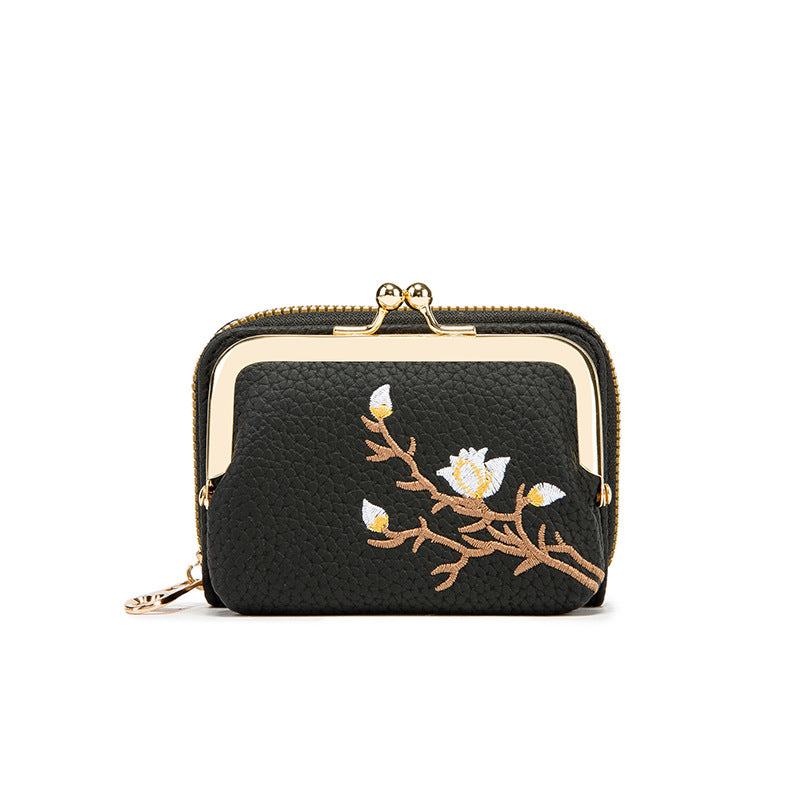 Floral Faux Leather Foldable Card Holder — 3 Colors